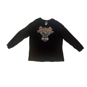 Harley Davidson Long Sleeve Men’s Black Shirt 100% Cotton With Logo Front&back